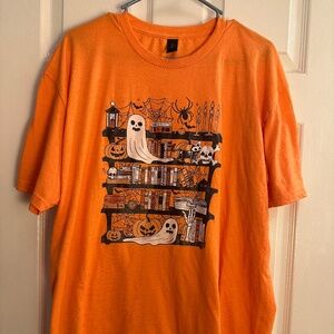 Gildan Soft Style Halloween Unisex Ghost Library Men's Cut T-Shirt XL
